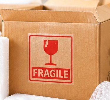 Carton with fragile label